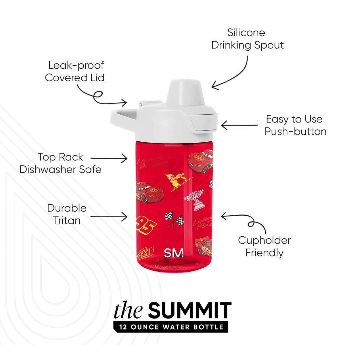 Summit Kids Plastic Water Bottle with Simple Flip Straw Lid